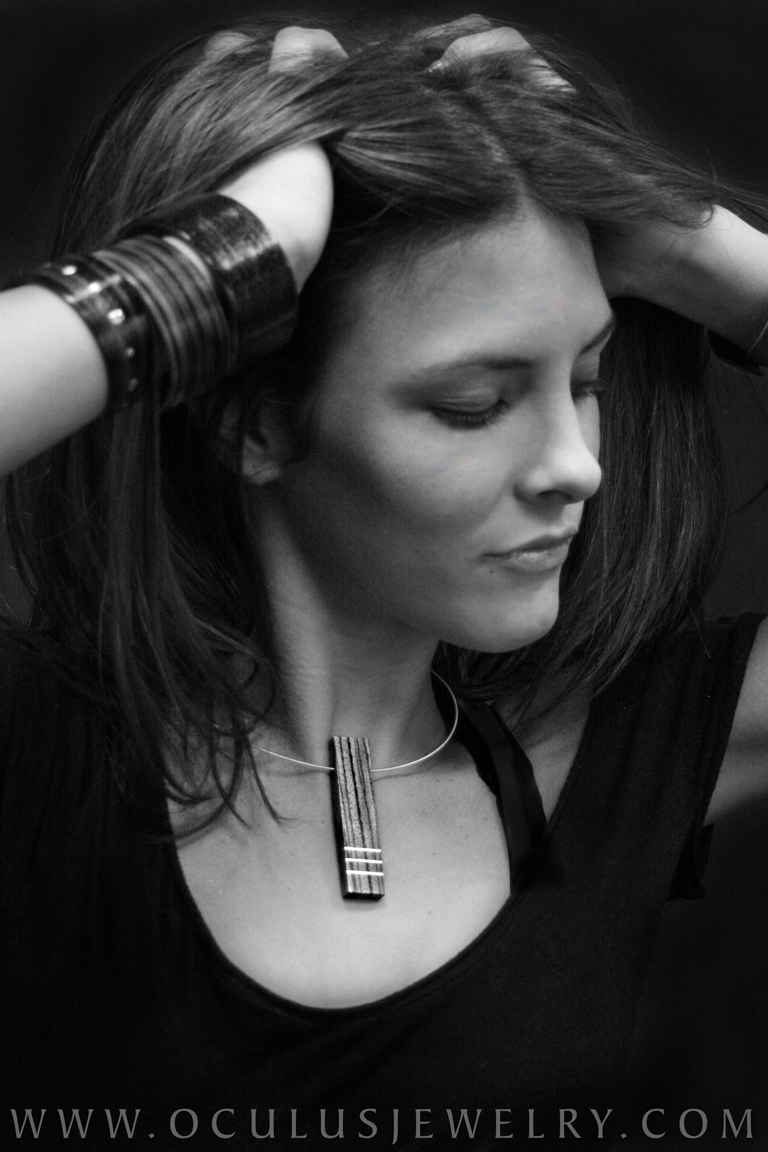 Photo of Julie Dubela modeling for Oculus Jewlery