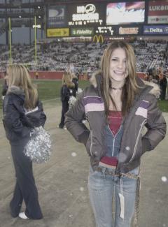 Photo of Julie Dubela at Patriots/Giants football game