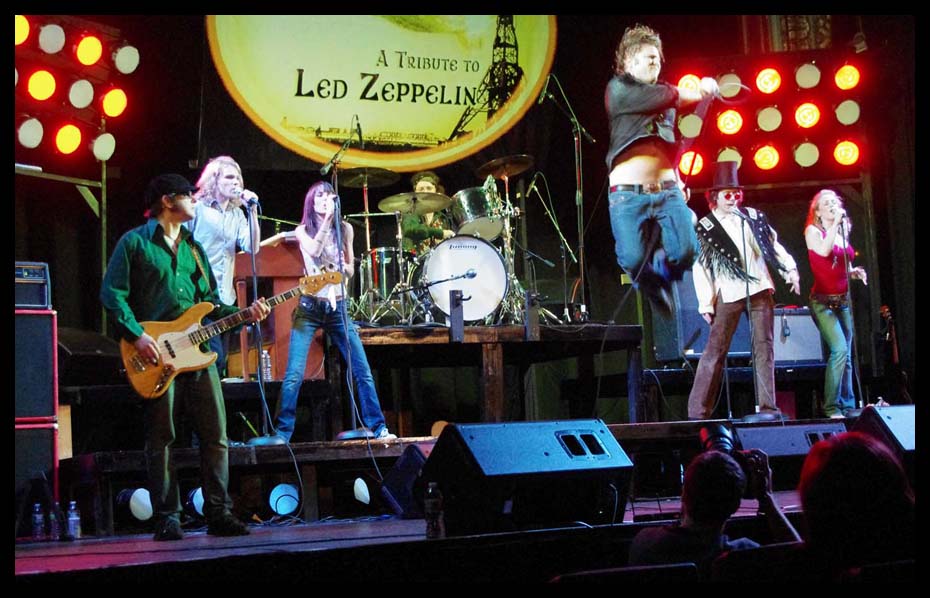 Photo of Julie Dubela performing with the Ultrasonic Rock Orchestra